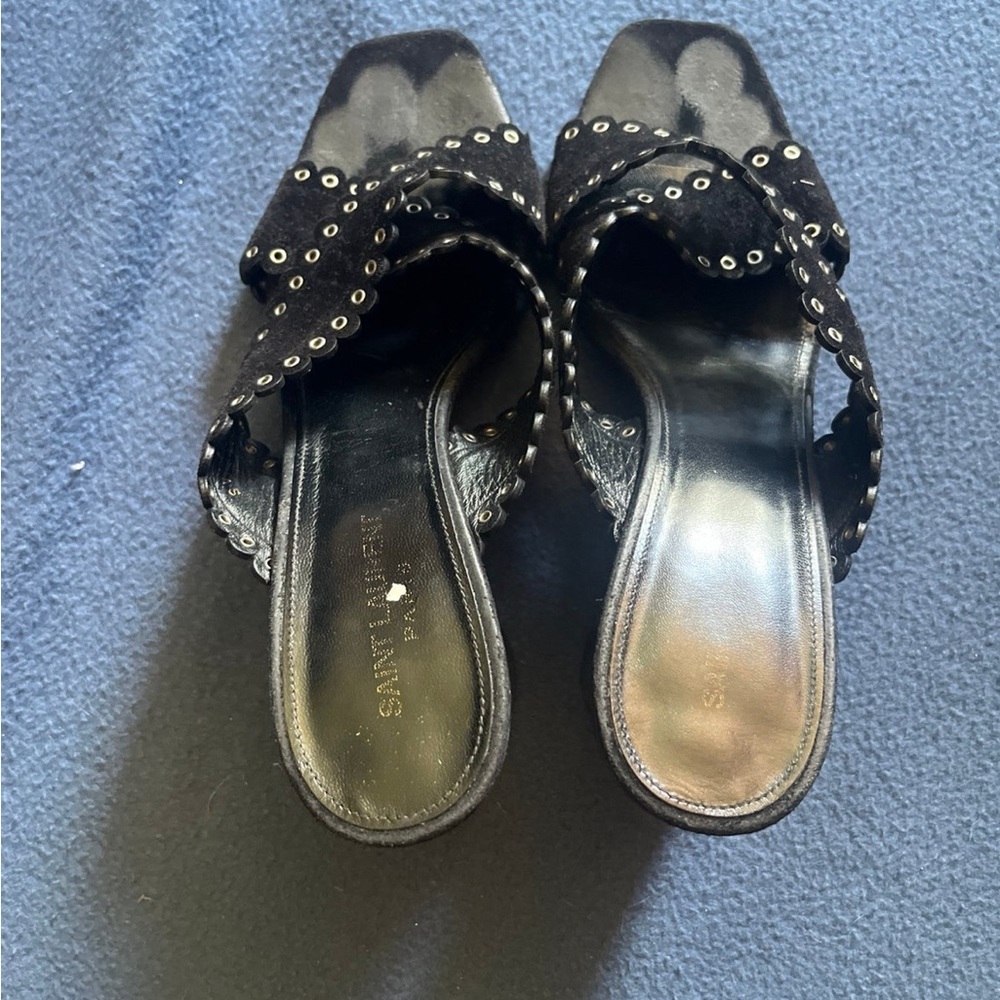 Saint Laurent Black Studded Mules